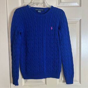 Ralph Lauren Blue Women’s Cable Knit Sweater 100% Cotton